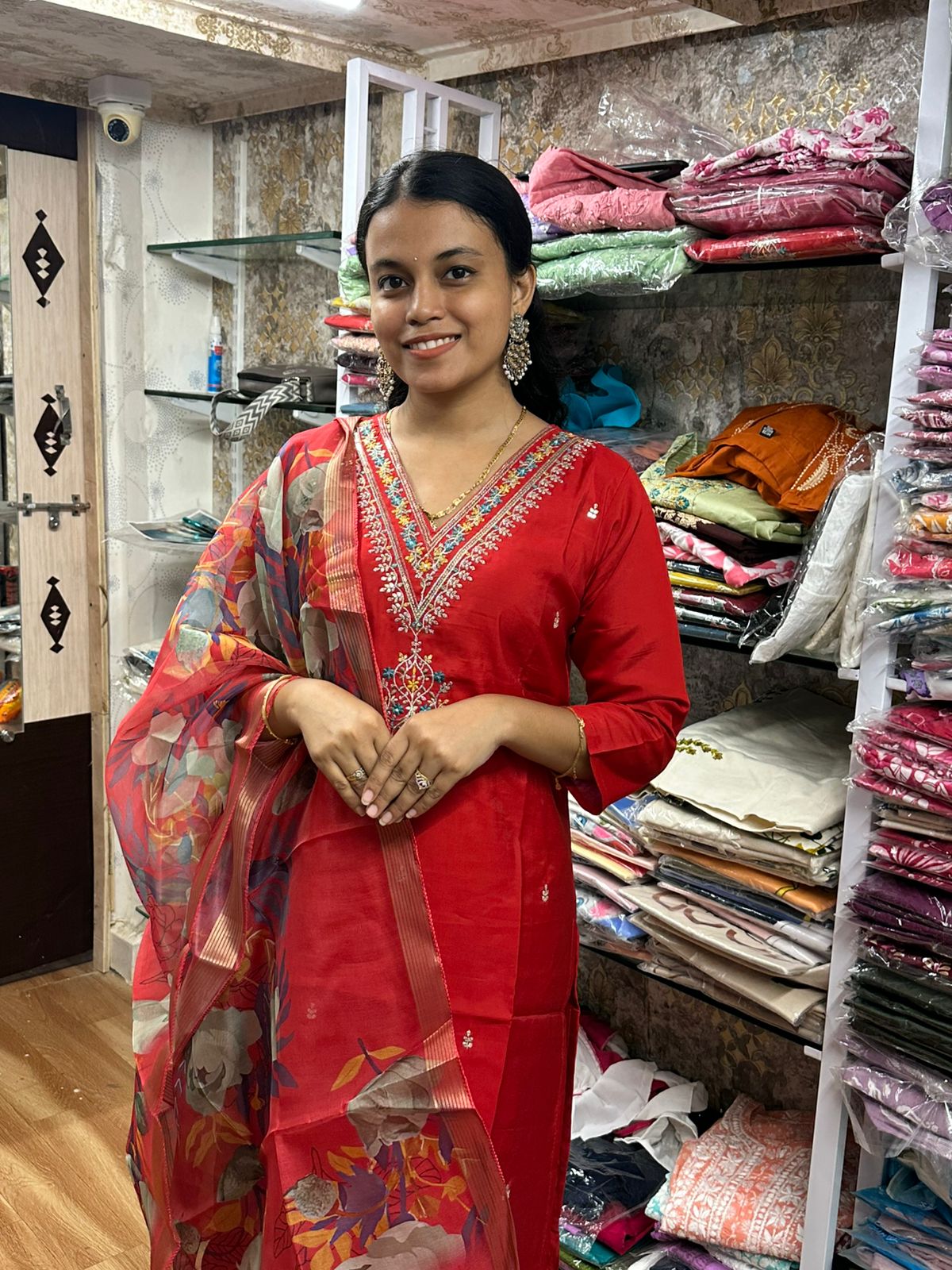 Red Kurti Set